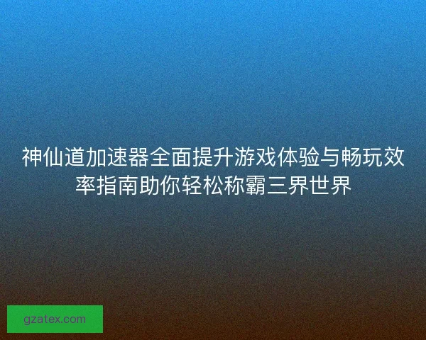 神仙道加速器全面提升游戏体验与畅玩效率指南助你轻松称霸三界世界
